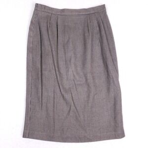Chad Stevens Vintage Pencil Skirt Midi Houndstooth Gray Sz 12 Career Officecore